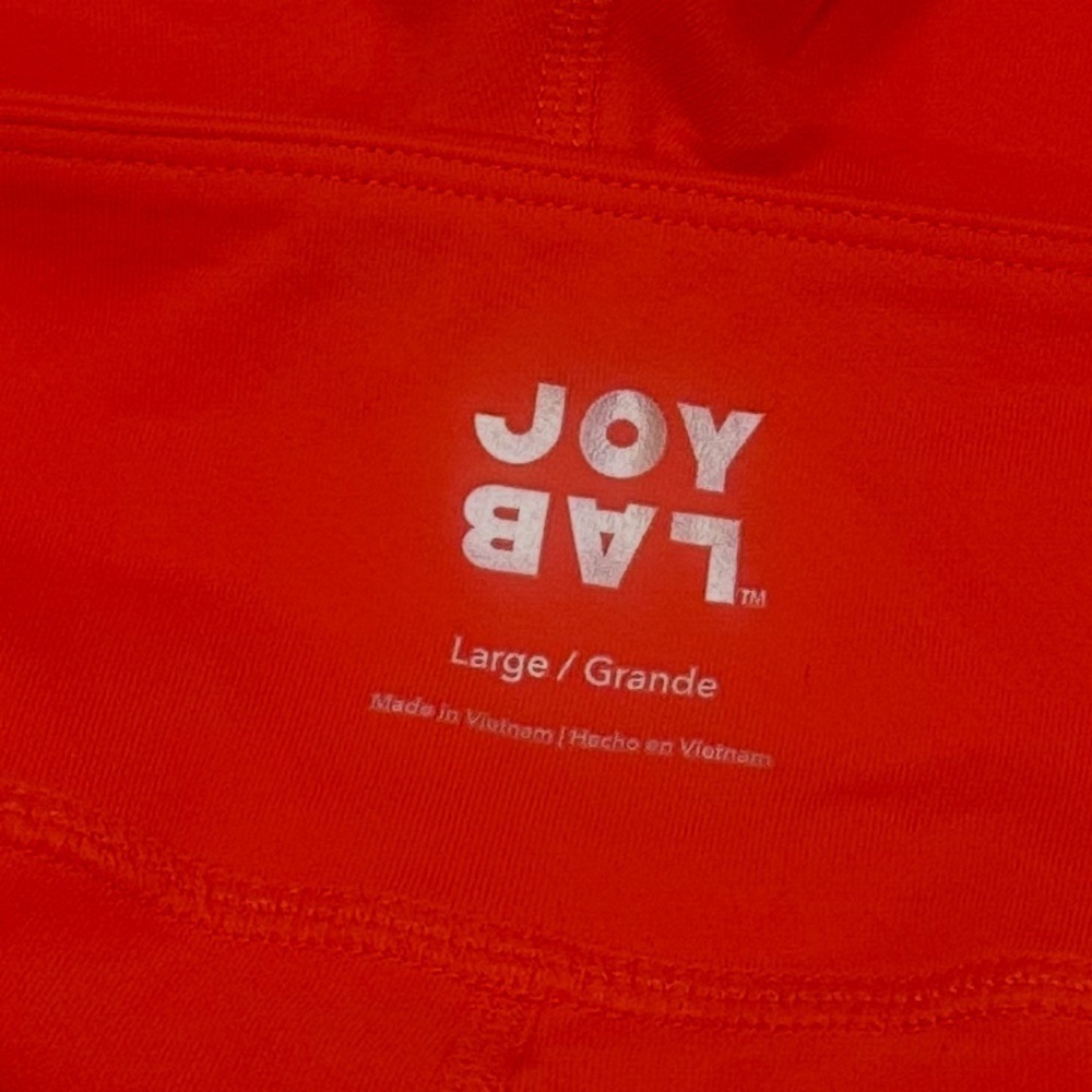 JoyLab Colorblock Leggings Size Large Red Orange Pink Flat Waistband Stretch - Picture 8 of 12